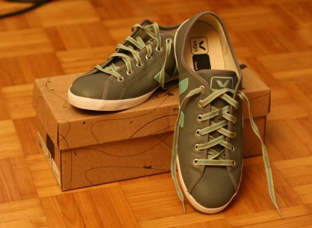 Chaussures de la marque Veja, modèle Taua Leather, couleur Grey Fresh Mint.